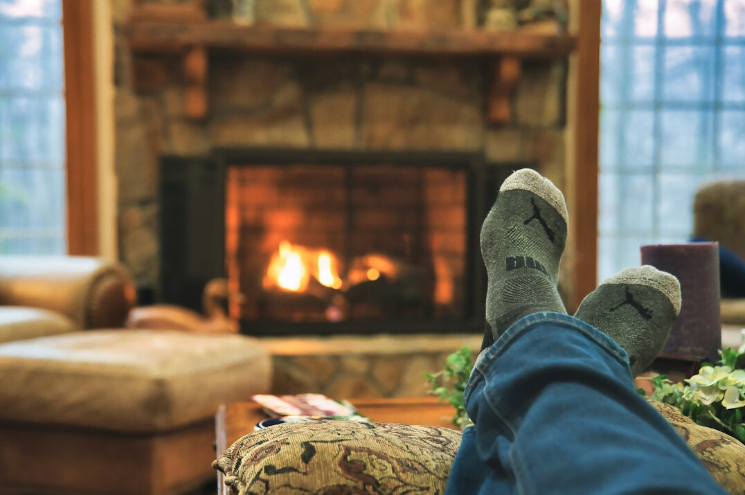 cozy winter reading by fireplace